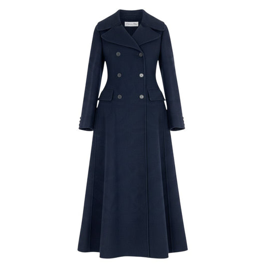 Ej21 《未使用品》 Christian Dior クリスチャンディオール ダブルブレスト カシミヤ ロングコート 940M25A0005 34 ネイビー カシミヤ100 レディースk02i