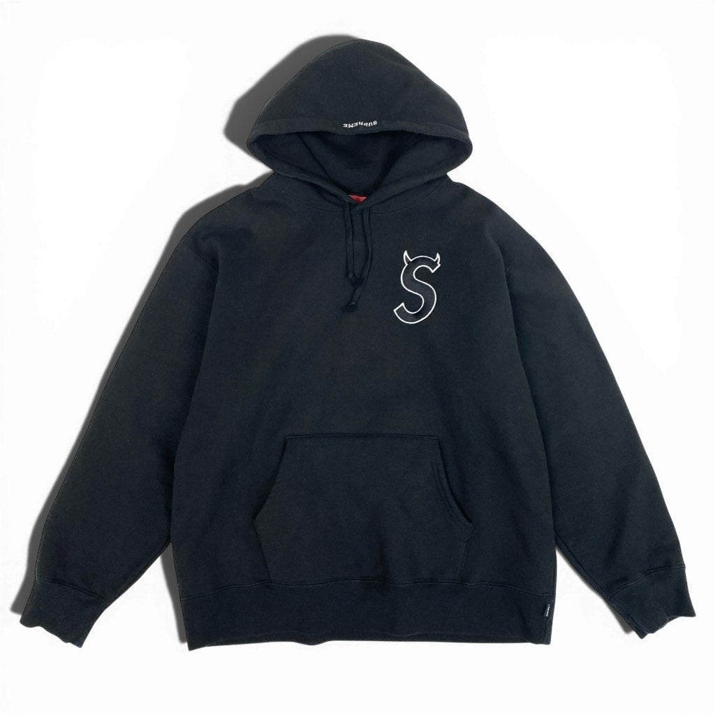 34l24 Supreme シュプリーム 22AW Sロゴ フーディー ツノ プルオーバー パーカー スウェット トップス XLサイズ ブラック メンズ 男性用o07t