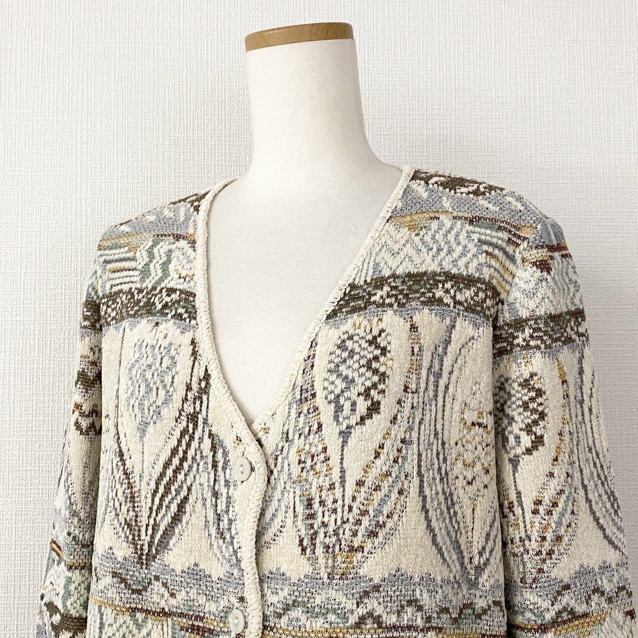 25d14 《美品》 伊製 MISSONI ミッソーニ  ジャガードモールニット ニットカーディガン 44 レディース 婦人服