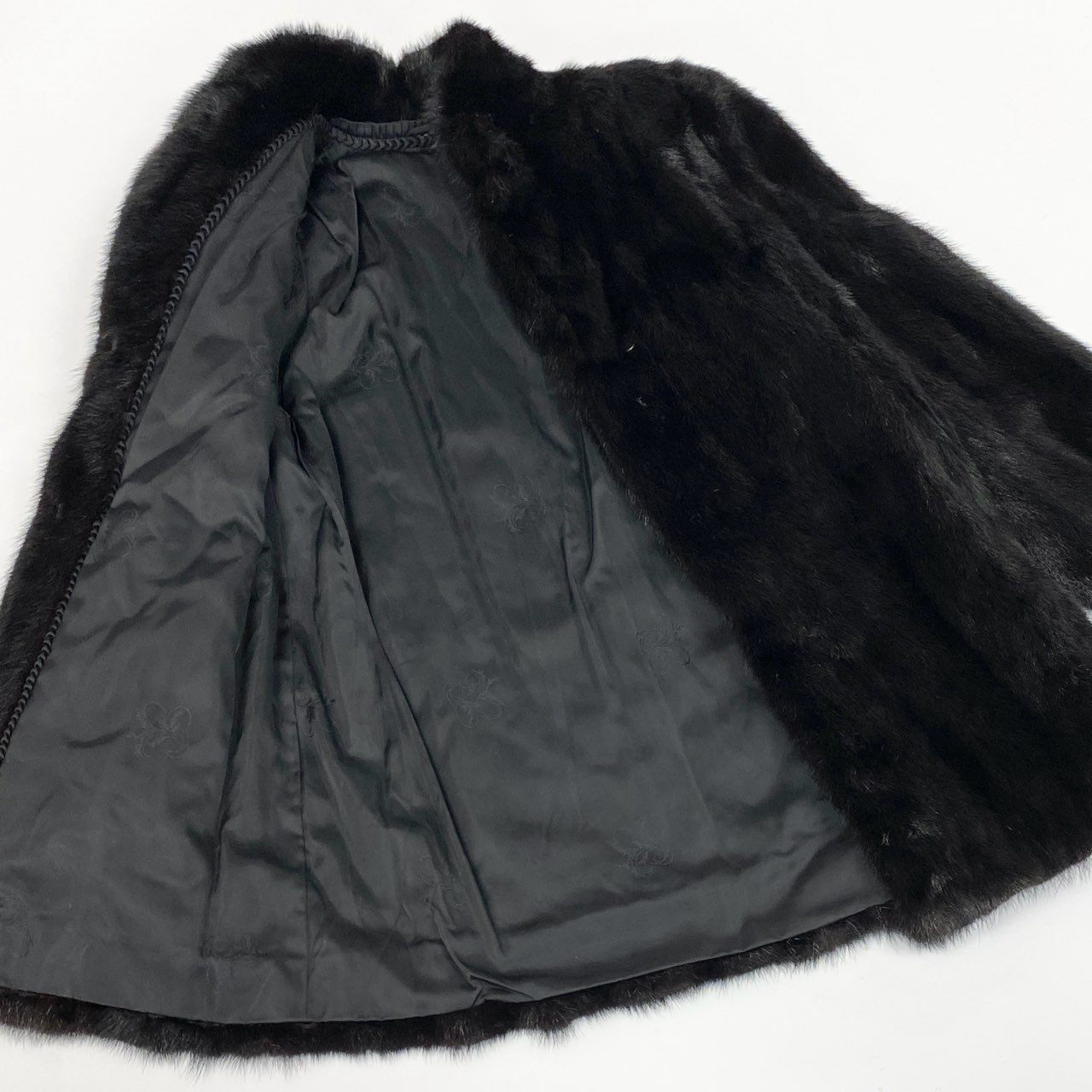43a21 ダークミンク ファーコート サイズ11 ブラック 本毛皮 Dark Mink Fur Coat 毛質◎ ポケット有t18r
