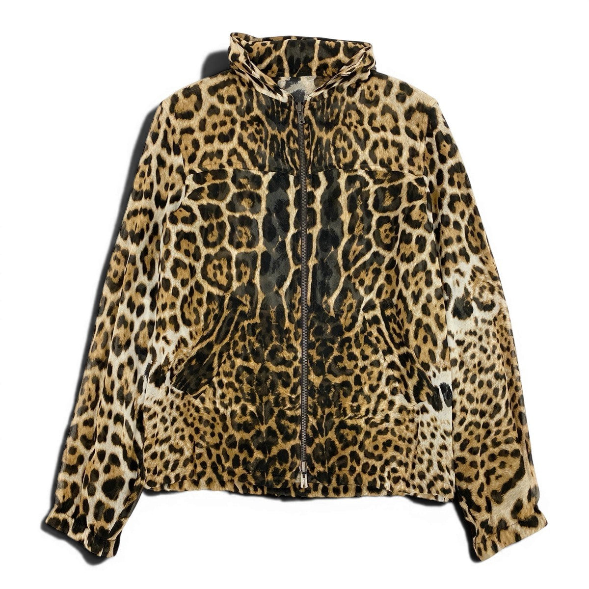 Eg23 【美品】YVESAINTLAURENT 2002年 トムフォード期 モンバサコレクション レオパード フーディー ブラウン ブラック シルク100％ レディース 女性用k02i