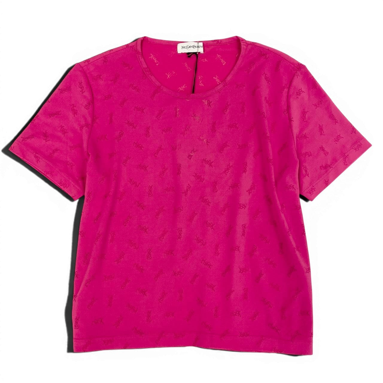 Ed23 【未使用保管品】  YVES SAINTLAURENT イヴサンローラン YSLロゴ 半袖Tシャツ カットソー トップス SN50-353 サイズLL ピンク レディース 女性用k02i