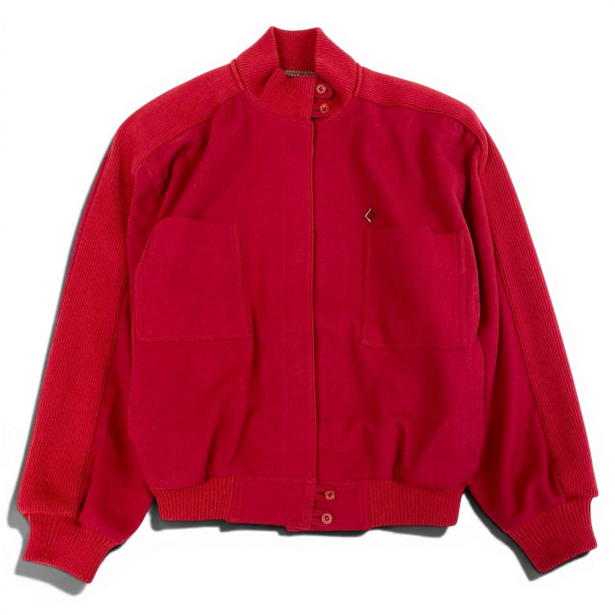 Eg11 Christian Dior SPORTS クリスチャンディオール ウールジャケット ブルゾン CDロゴ刺繡 リブ切替 サイズL レッド レディースo07t