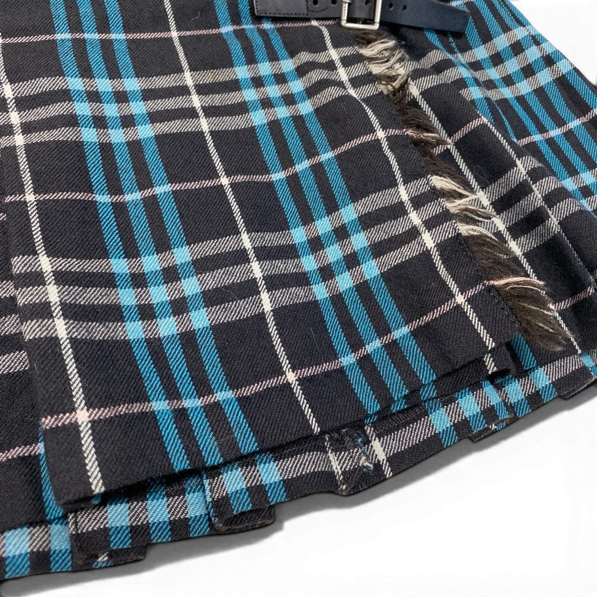 Ig9 BURBERRY LONDON BLUE LABEL バーバリーロンドン ブルーレーベル ラップスカート ミニスカート チェック柄 サイズ36 マルチカラー ウール100％ レディースo07t