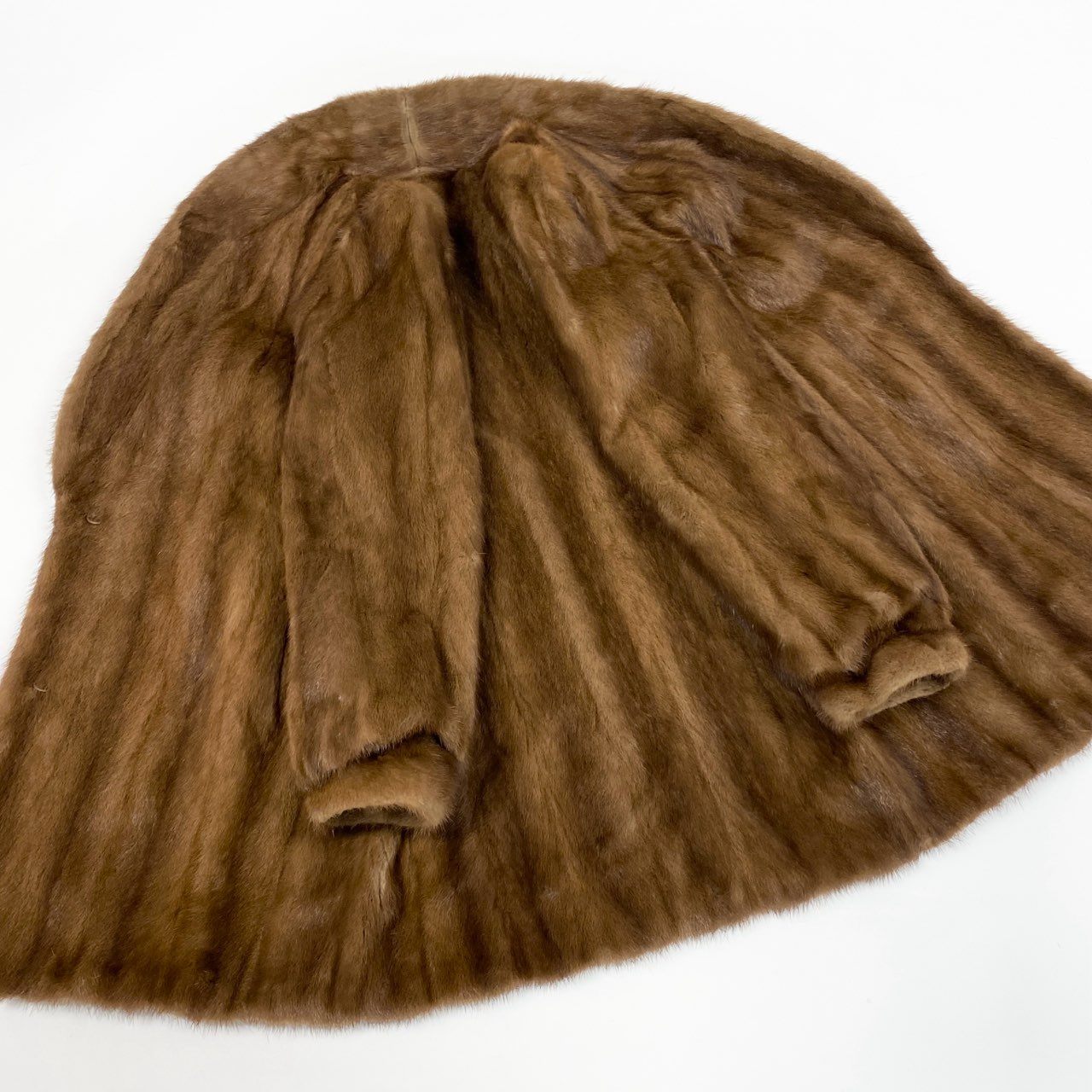 15a16 デミバフミンク ファー ロングコート サイズ11 ブラウン 本毛皮 Mink Fur Long Coat ポケット有t18r