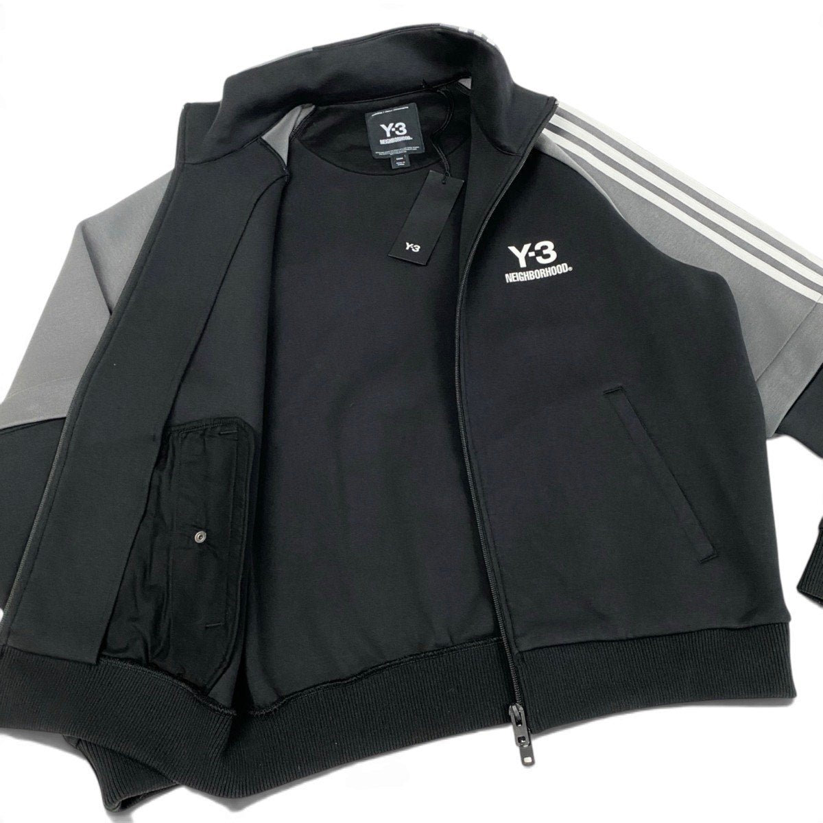 Mj15 【未使用】 Y-3 ×NEIGHBORHOOD ワイスリー ネイバーフッド ヨウジヤマモト NBHD TRACK TOP トラックジャケット ジップアップジャケット JW6993 サイズM ブラック メンズu02t