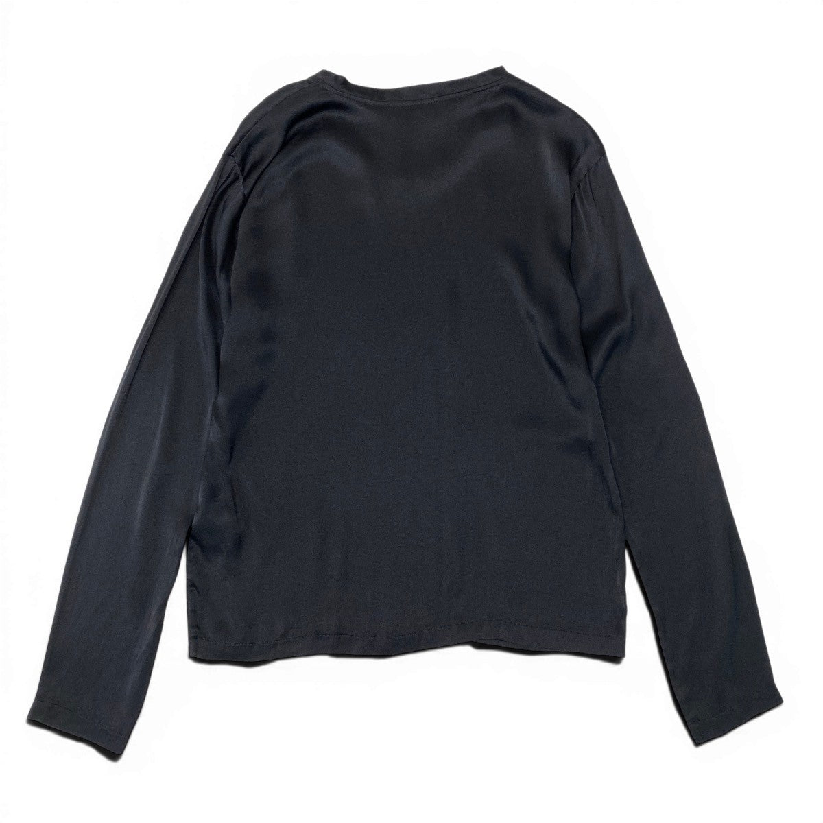 76g14 YVES SAINT LAURENT イヴサンローラン リヴゴーシュ ロングスリーブ チュニックカットソー サイズM ブラック シルク100％ レディースu02t