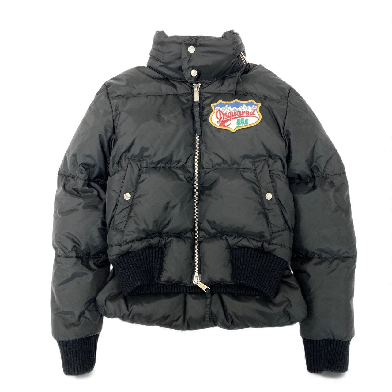 77L9 DSQUARED2 ディースクエアード ダウンジャケット フード付 2way ワッペン ショートダウン アウター メンズ 紳士服 42 ブラックu02t