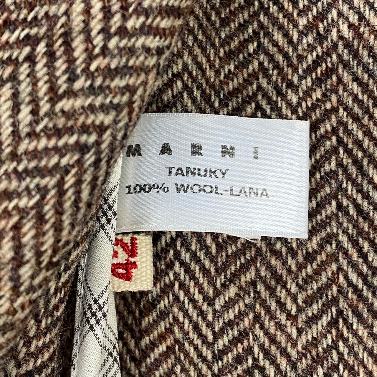 23e14 MARNI マルニ フルジップツイードコート フーディーコート ヘリンボーン柄 イタリア製 42サイズ ブラウン ウール100％ レディース 女性用k02i