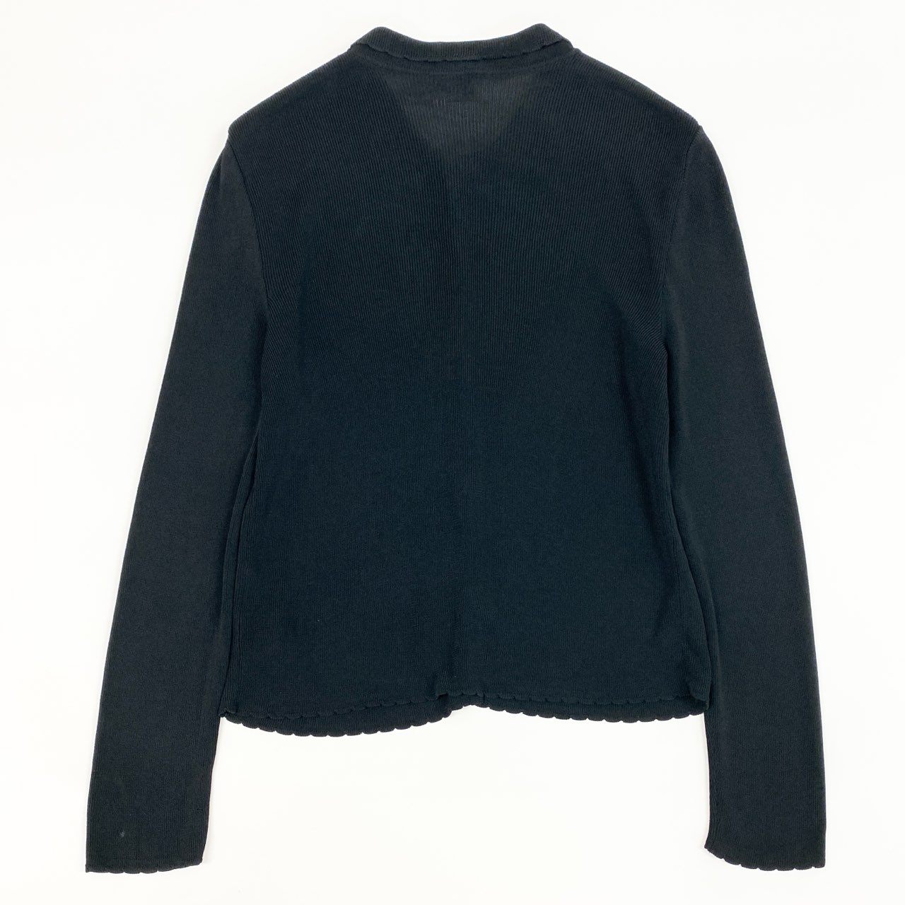 d7 GIANNI VERSACE ヴェルサーチ ロングスリーブ ニットカーディガン リブニット サイズ40 ブラック レディース 女性用o07t