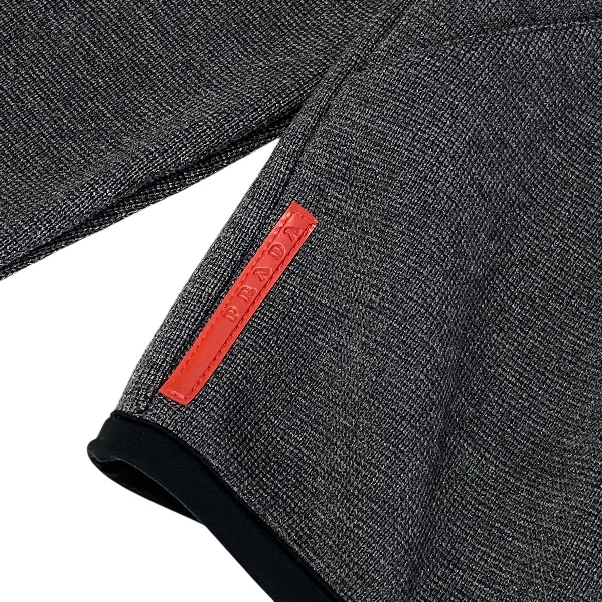 j26 PRADA ジップアップニットフーディー カーディガンパーカー ダブルジップ 48サイズ グレー メンズ 男性用u02t