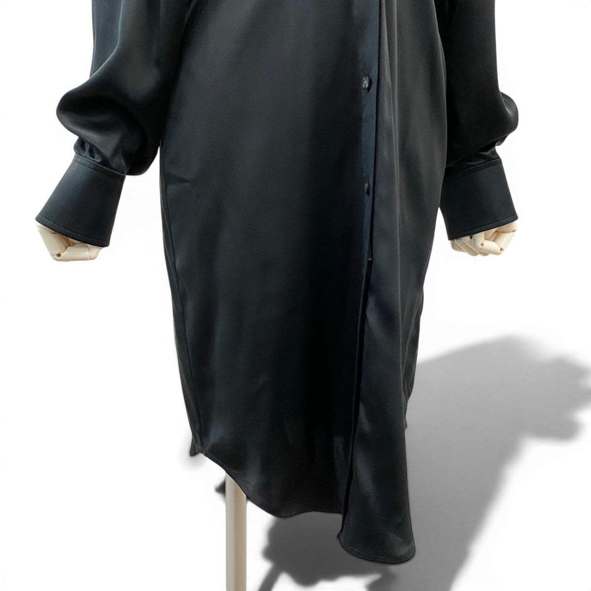Af26 【新品保管品】 ALEXANDER WANG アレキサンダーワン オフザショルダーシャツ シルクシャツ 長袖ブラウス シャツワンピース 534-60260001 2 ブラック 絹100％ レディース 女性用u02t