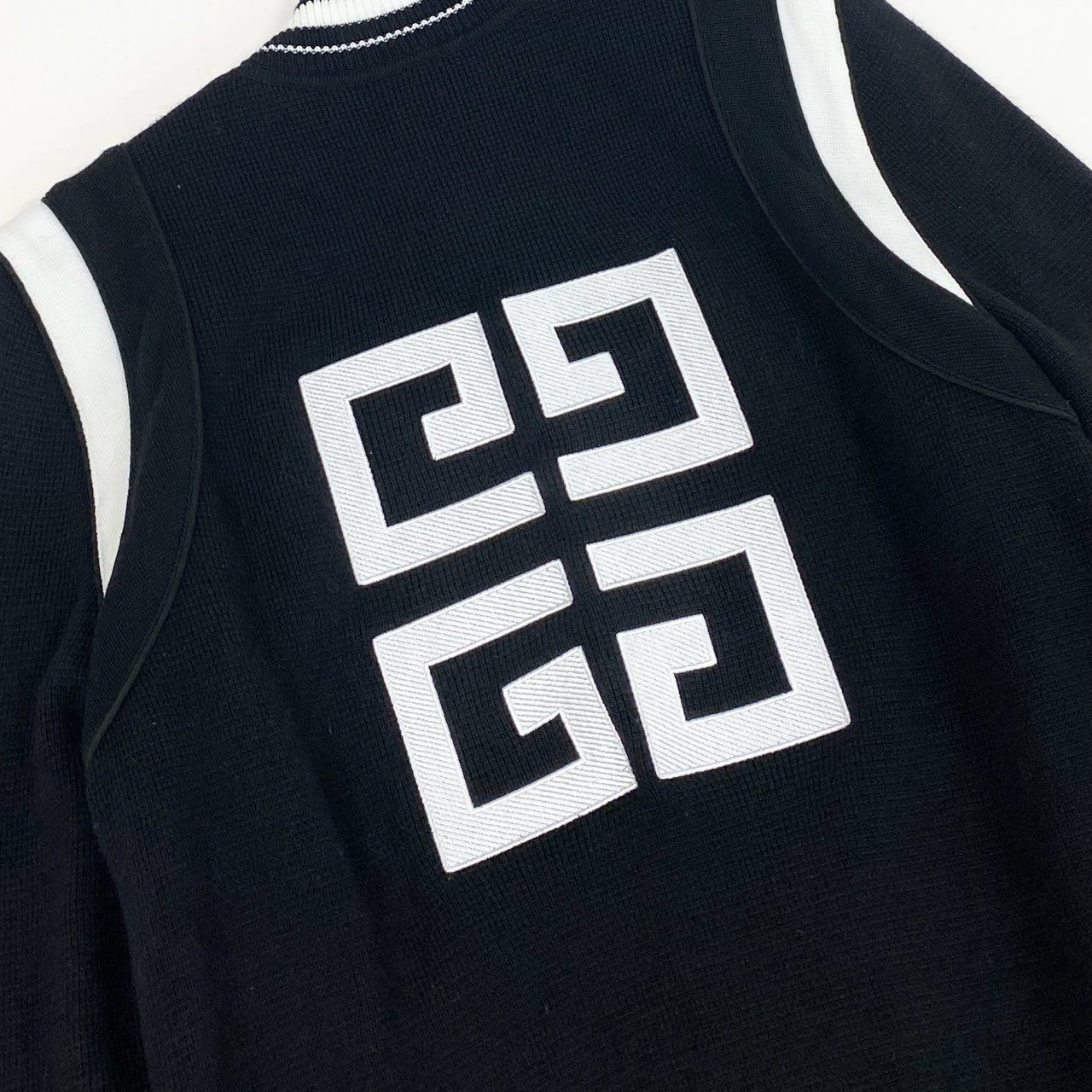 5L17 GIVENCHY ジバンシィー ニット ブルゾン ジャケット アウター BM008P4Y1L Mサイズ ブラック ホワイト ウール100％ メンズk02i