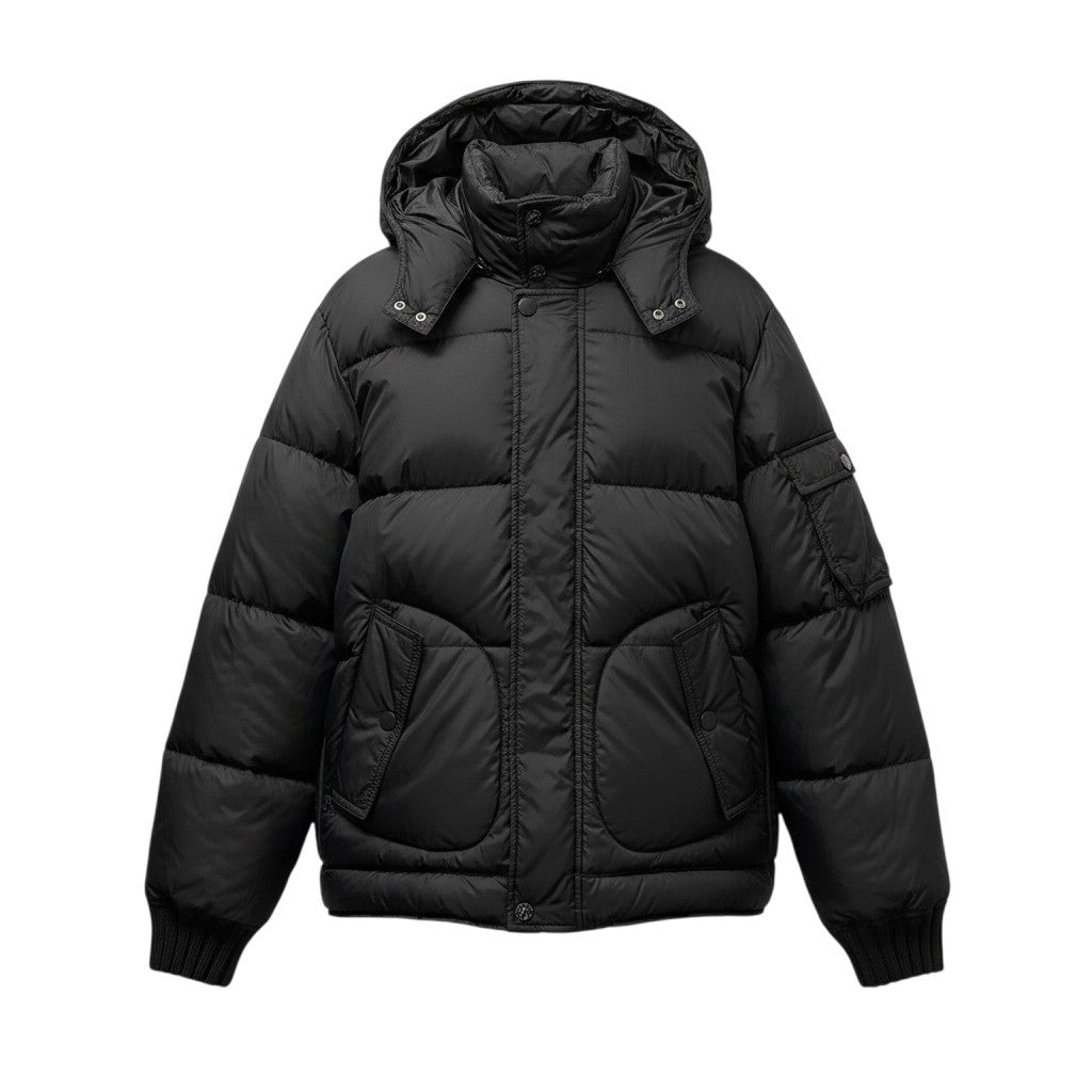 85g5 EMPORIO ARMANI エンポリオアルマーニ ダウンジャケット フード着脱可 アウター Mサイズ ブラック メンズ 男性用u02t