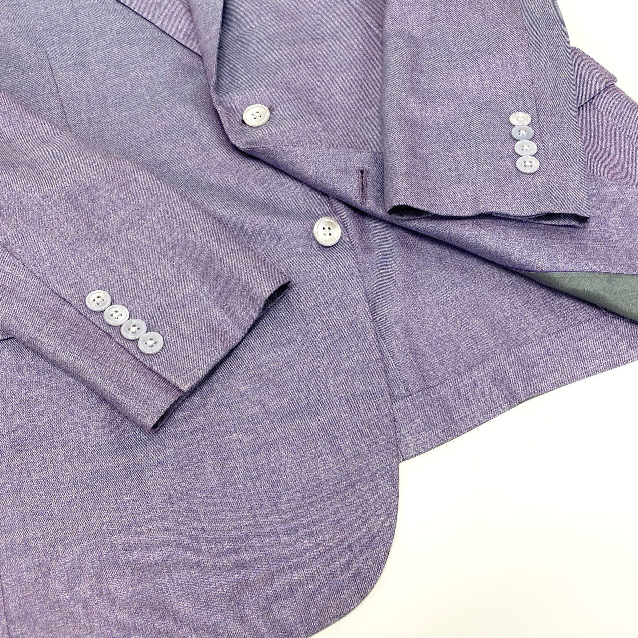 67L1 《美品》 mila schon ミラショーン テーラードジャケット シルクジャケット 背抜き シングル 2B メンズ 紳士服 48 パープル 絹100％u02t
