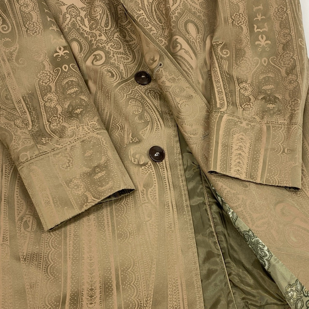 4g2 ETRO エトロ ペイズリー柄 ステンカラーコート 比翼ボタン サイズ50 ベージュ メンズ 紳士服u02t