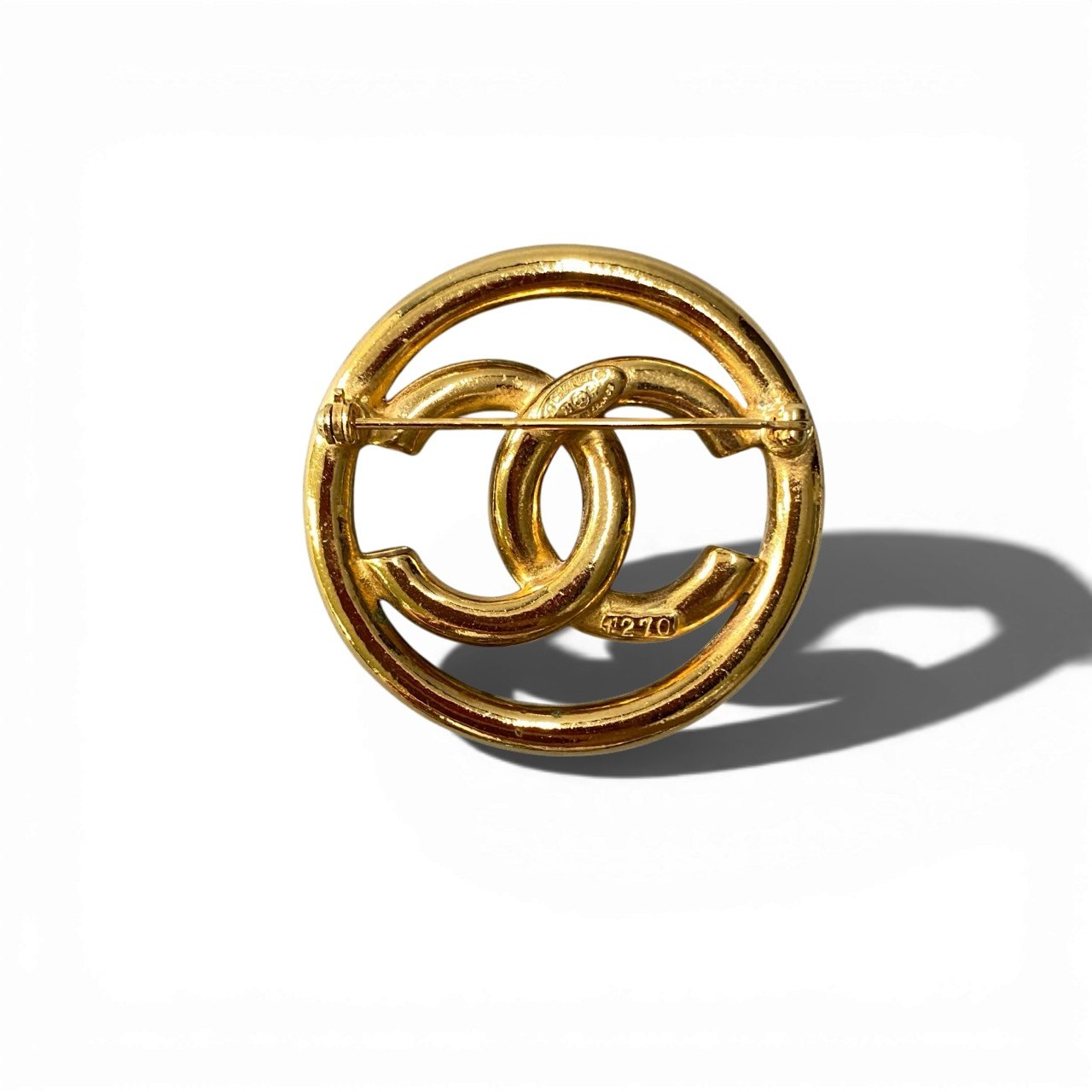 b5〇 Vintage Chanel 1993 Coco Mark Gold Brooch ta1