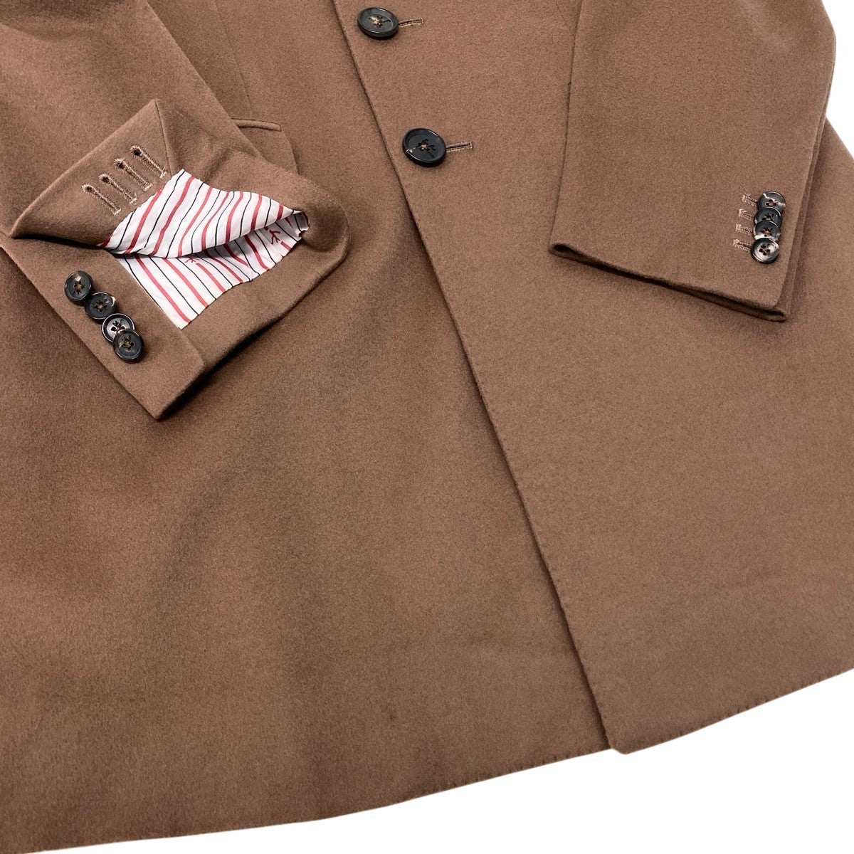 86g15《美品》 ISAIA イザイア 本切羽 ウールチェスターコート サイズ46 キャメルブラウン 最高級 ビジネスt18r