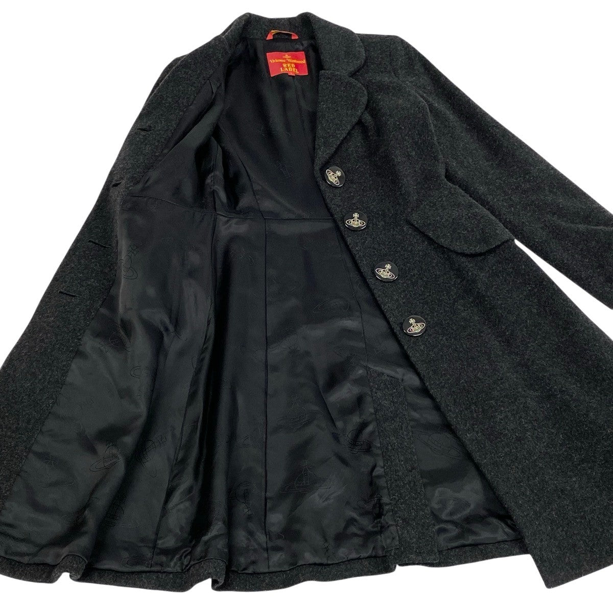 Eg19 Vivienne Westwood RED LABEL ヴィヴィアンウエストウッド レッドレーベル チェスターコート オーブボタン サイズ3 ダークグレー レディースu02t