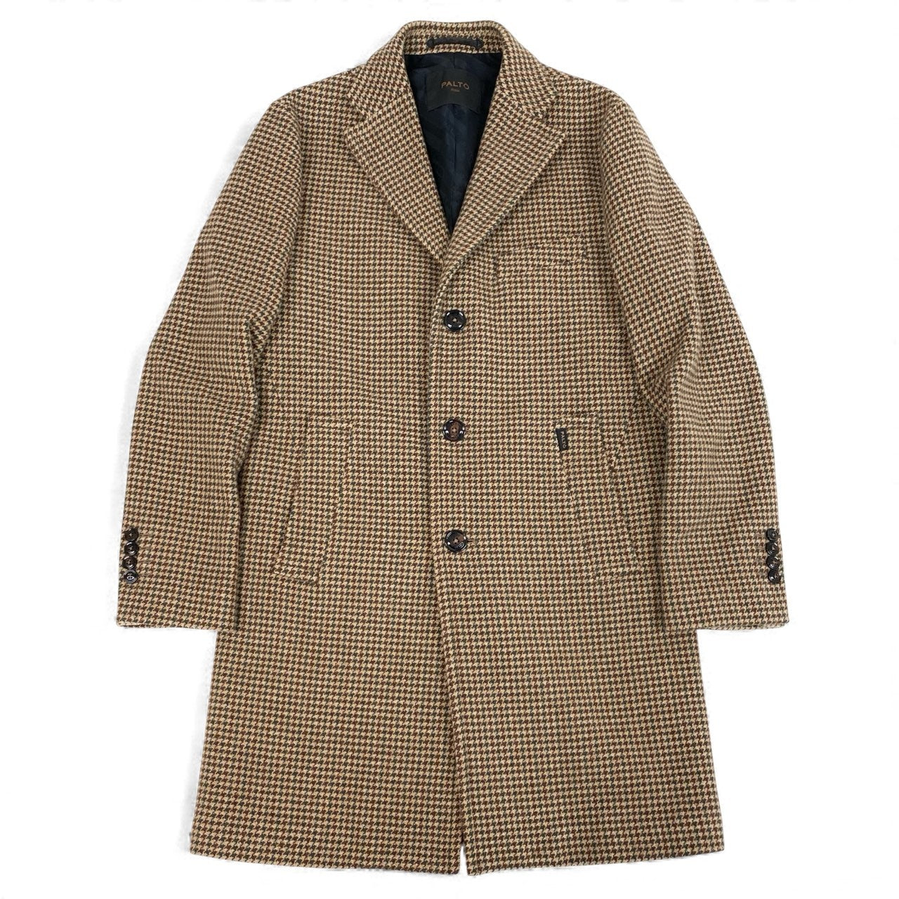 27L12 PALTO パルト チェスターコート ミドル丈 アウター ハウンドトゥース 46 ブラウン系 メンズ 男性用u02t