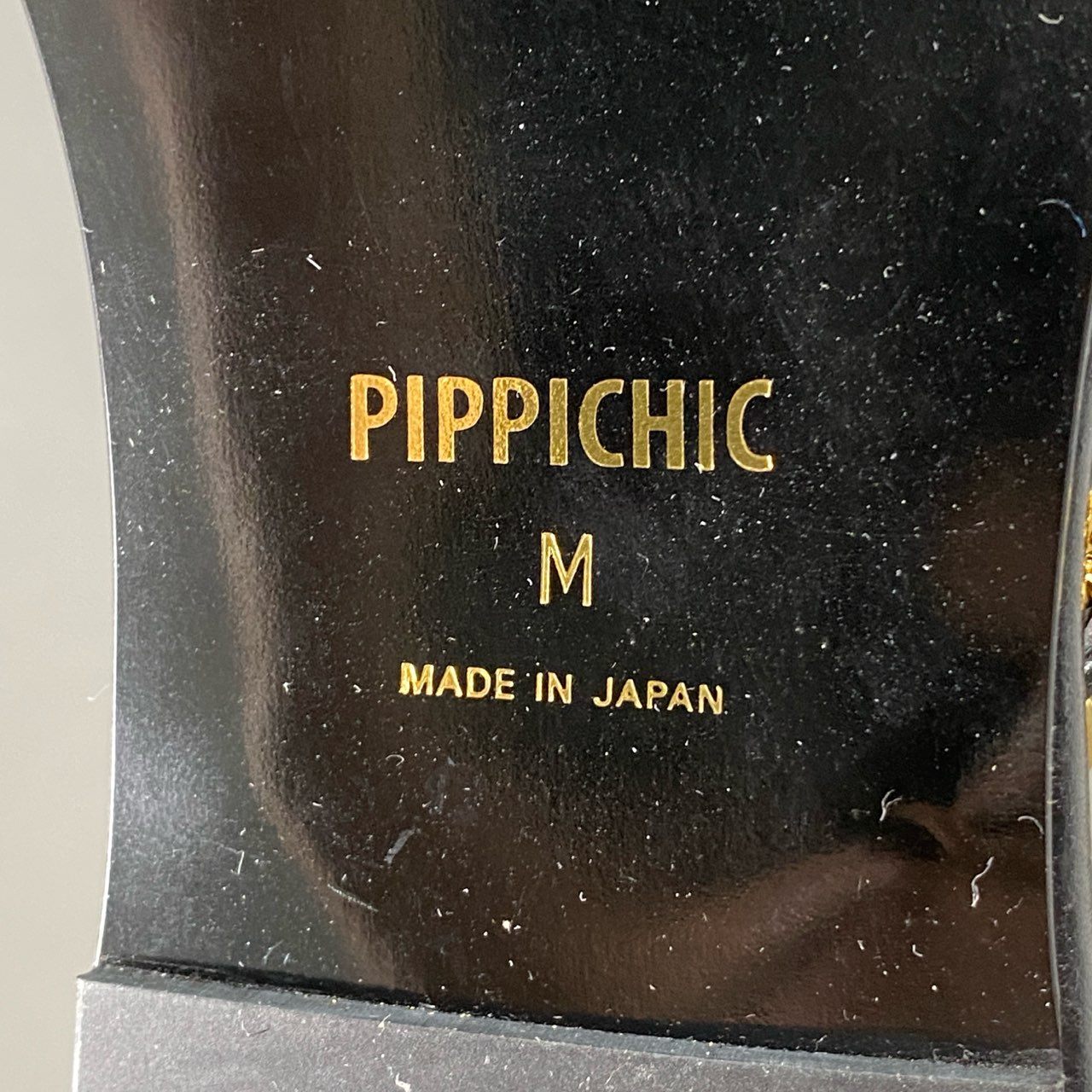 3f18 《美品》 PIPPICHIC ピッピシック チェーン レザーフラットサンダル M ブラック leather 日本製 シューズ