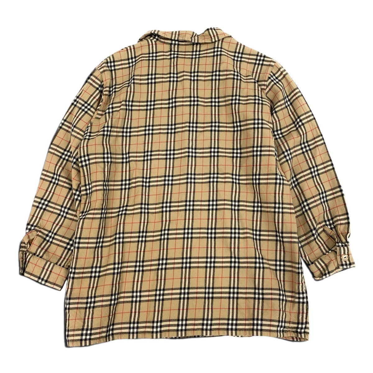 Ih11 Burberrys バーバリー ノバチェック ロングスリーブシャツ サイズ13 ベージュ ウール100％ レディースo07t