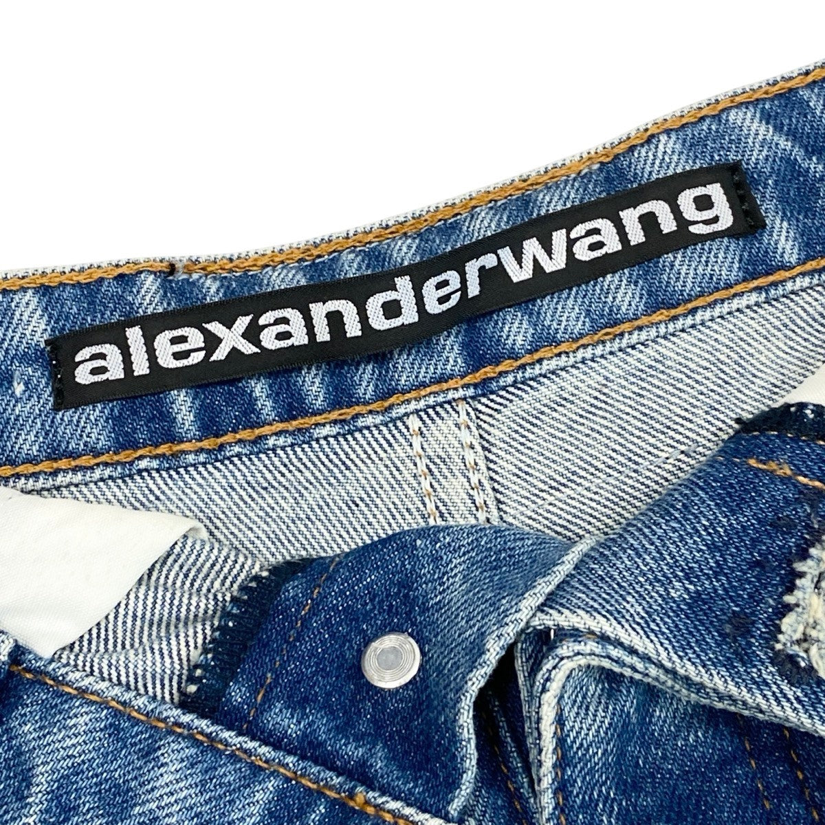 g13 【美品】alexanderwang アレキサンダーワン デニムショートパンツ 折り返しデザイン ボトム 26サイズ インディゴ コットン100％ レディース 女性用ta1