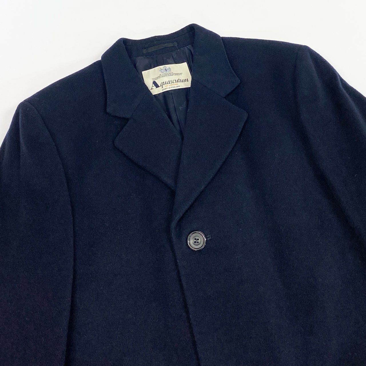 12L15 Aquascutum アクアスキュータム チェスターコート ウールコート ロングコート ネイビー メンズ 男性用k02i