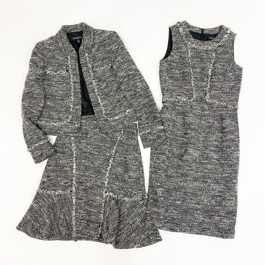 23f18 Brooks Brothers ブルックスブラザーズ ３点セット ツイード ジャケット/スカート/ワンピース セレモニー 入学式 サイズ2 グレー  レディース