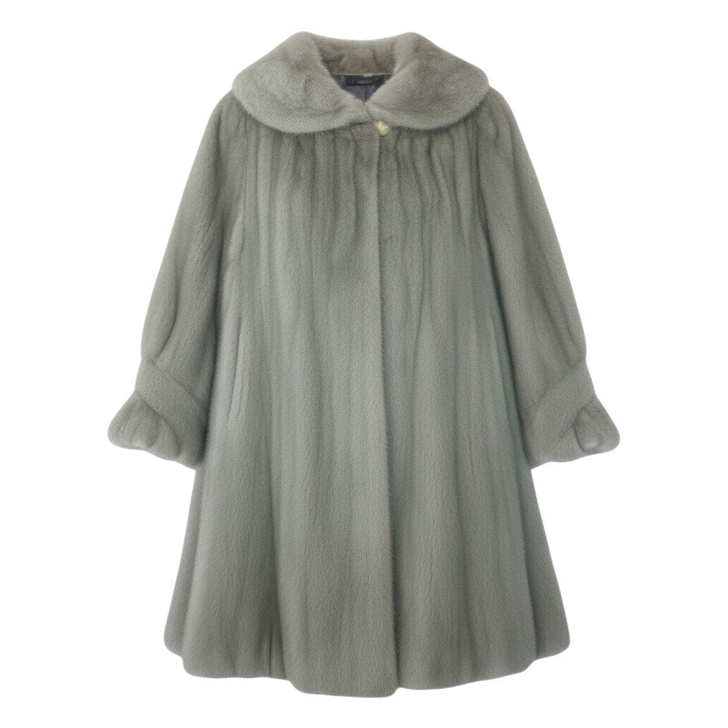 58i24 OSFUR SAGA MINK ROYAL サガミンク ロイヤル 染めミンク ロングコート 丈約100cm サイズF グリーン 最高級本毛皮 Dyed Mink Fur Long Coatt18r