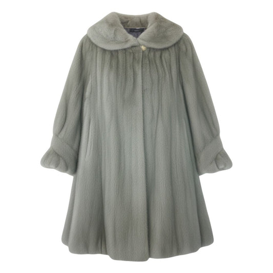 58i24 OSFUR SAGA MINK ROYAL サガミンク ロイヤル 染めミンク ロングコート 丈約100cm サイズF グリーン 最高級本毛皮 Dyed Mink Fur Long Coatt18r