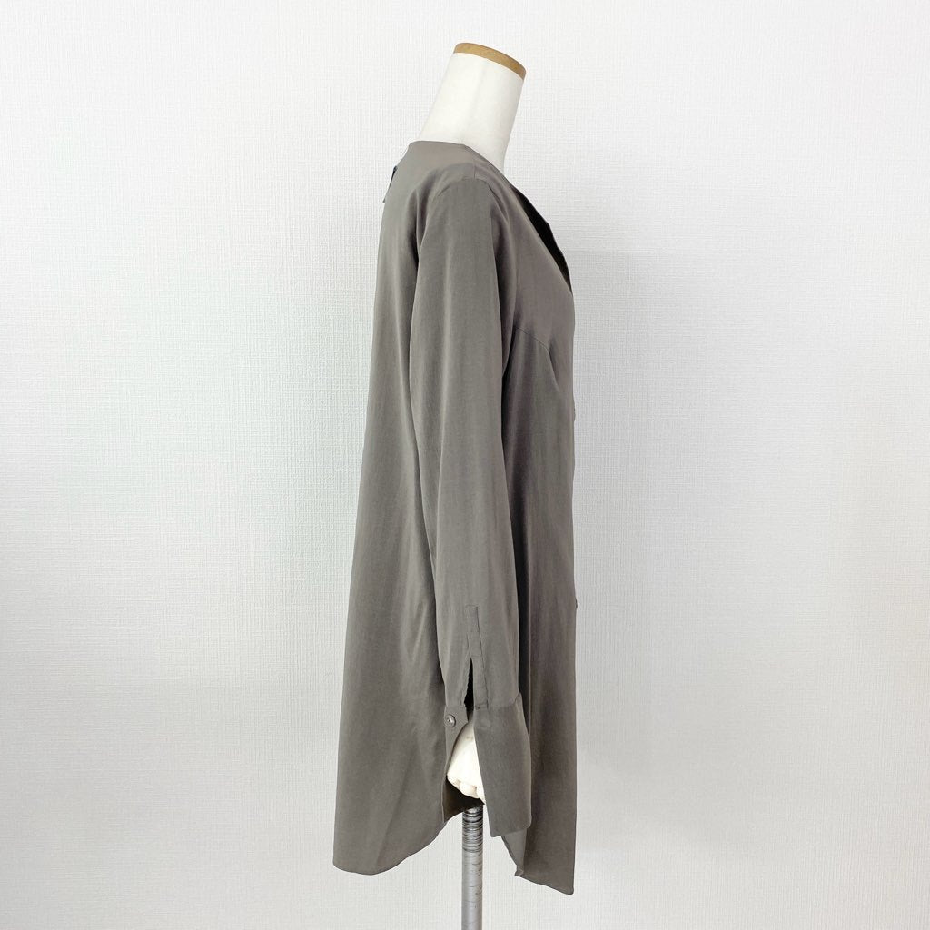 9d7 BURUNELLO CUCINELLI ブルネロクチネリ シルクシャツ シルクブラウス チュニック XL チャコール レディース 婦人服 イタリア製