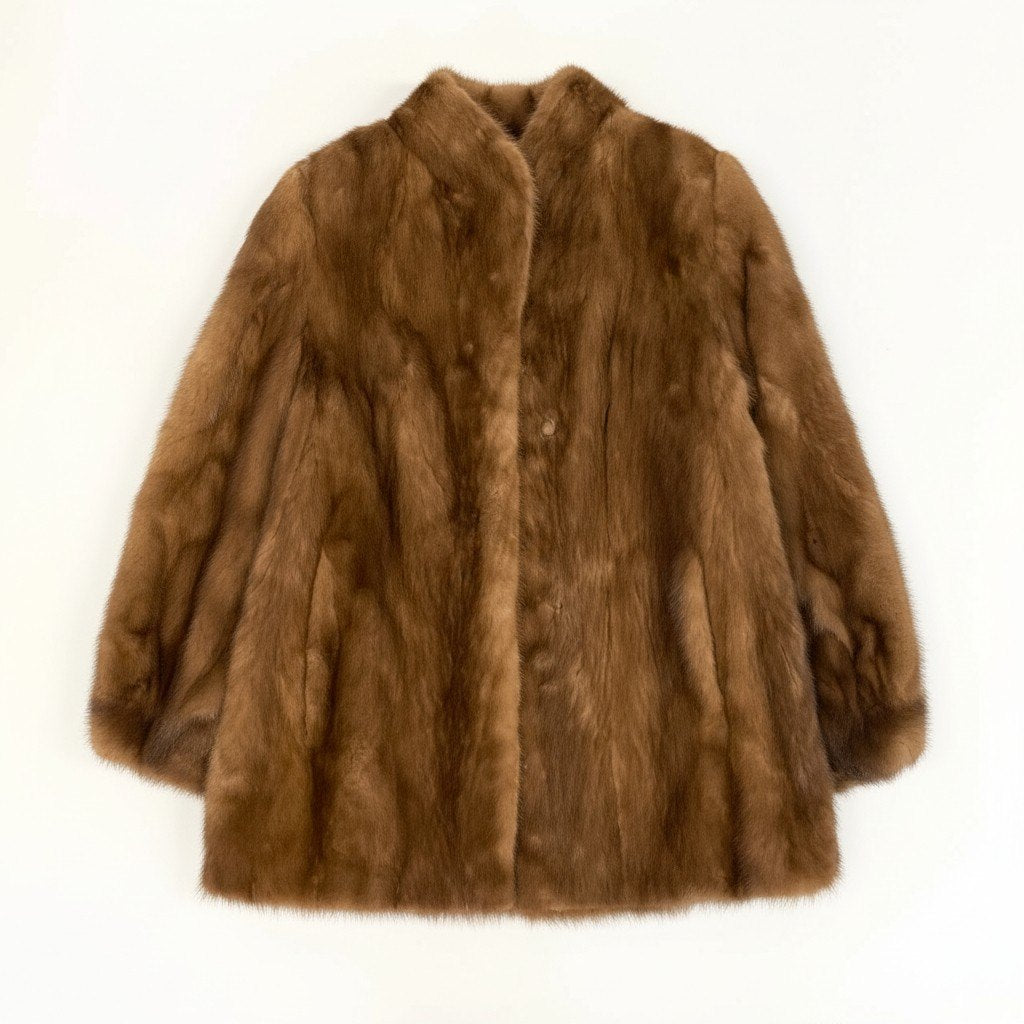 72a27 パステルミンク ファーコート サイズ11 茶系 本毛皮 Pastel Mink Fur Capet18r