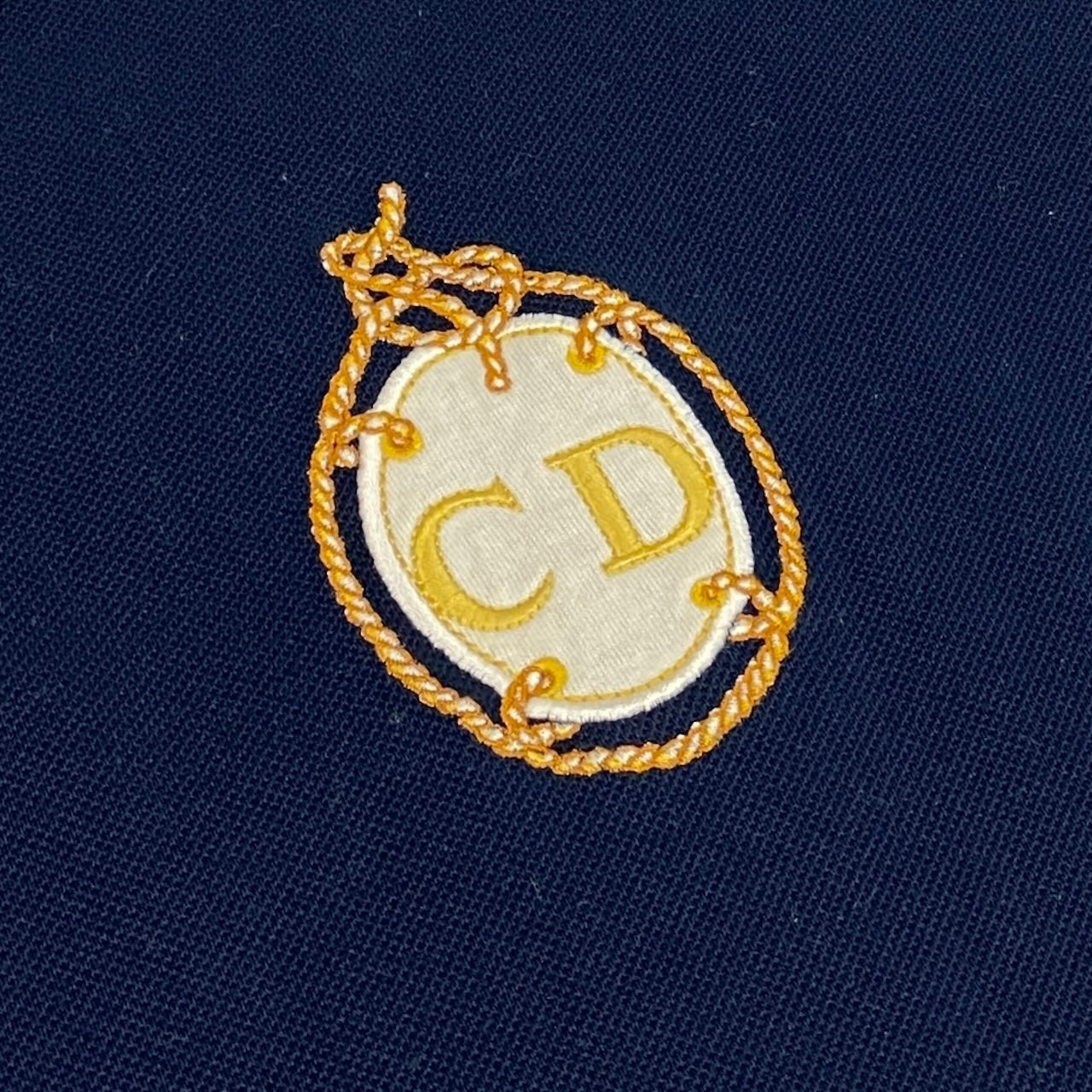 Ec27 Christian Dior クリスチャンディオール コットンTシャツ ブランドロゴ刺繍 トップスカットソー Mサイズ ネイビー コットン100％ レディース 女性用u02t