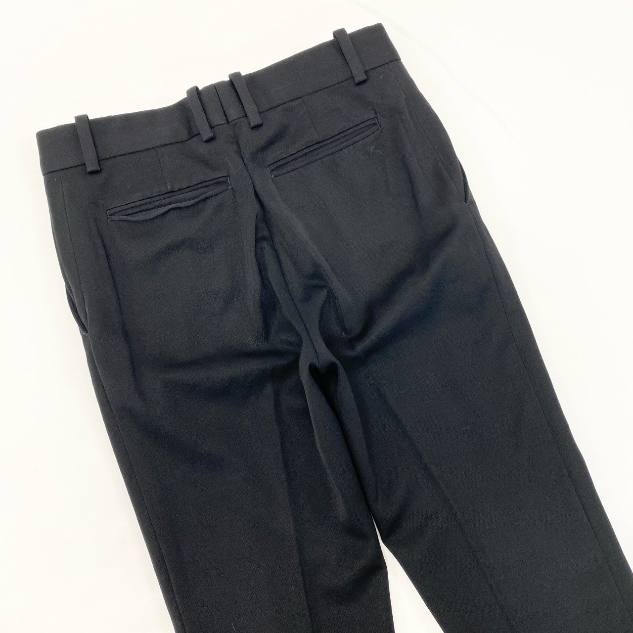 22i16 CELINE セリーヌ フィービー期 ウールカシミヤ スラックスパンツ テーパードパンツ ボトムス 34 ブラック レディースu02t