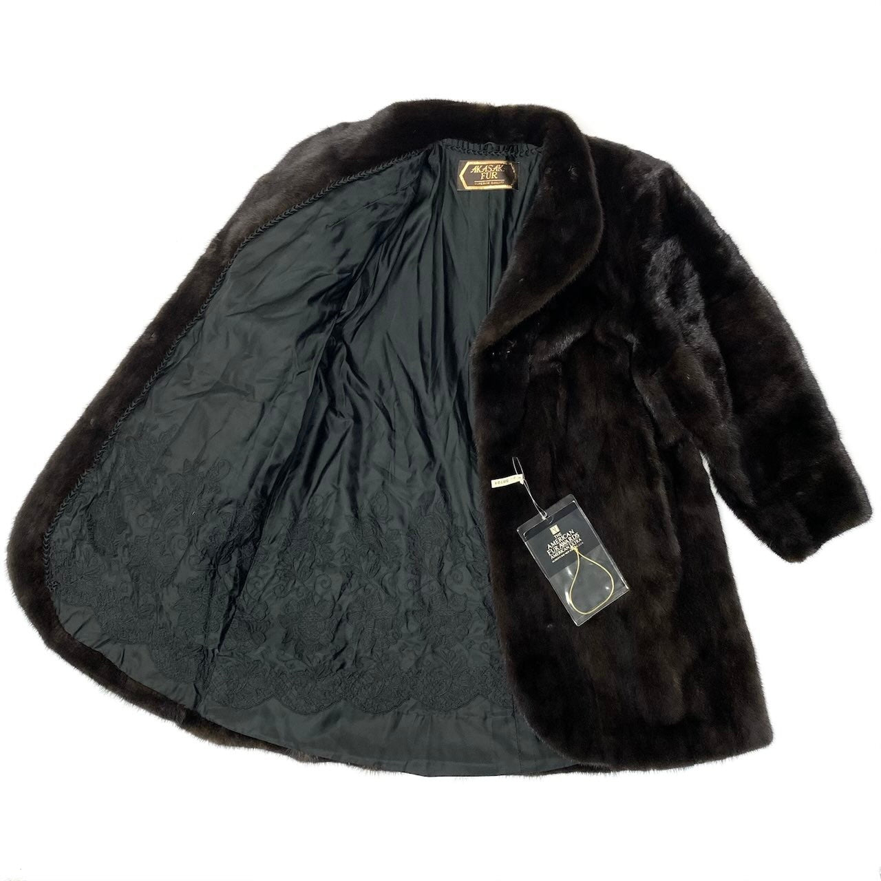 25c14 《5つ星》 AMERICAN FUR AWARDS アメリカンファーアワード デミバフミンク ロングコート サイズF ブラウン 最高級本毛皮 Mink Fur Long Coat タグ付t18r