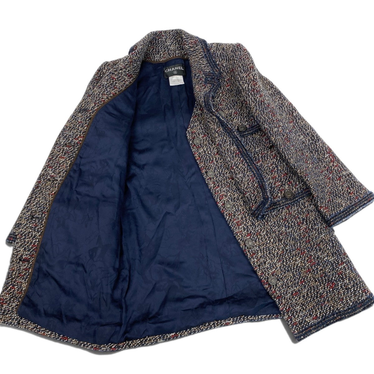 i22 CHANEL シャネル CCボタン レイヤード風 ツイードコート CC Button Layered Look Tweed Coat P44920 Size38 マルチカラーt18r