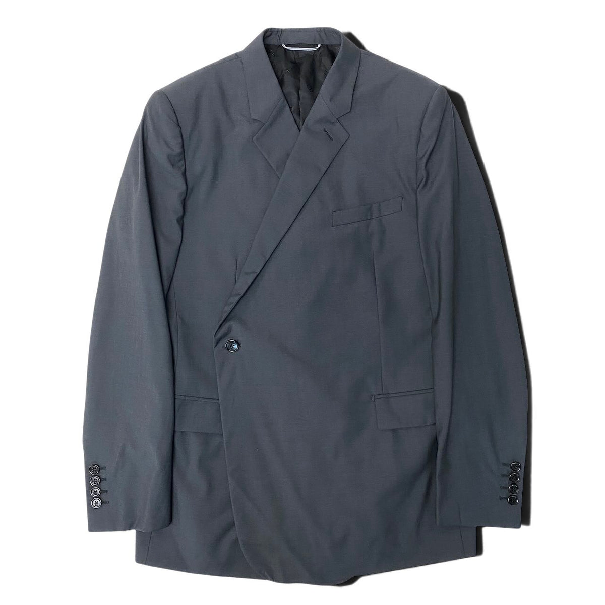 10j16【極美品】 DIOR ディオール テーラードジャケット シングル 1B 48 ダークグレー ウール シルク メンズ 紳士服u02t
