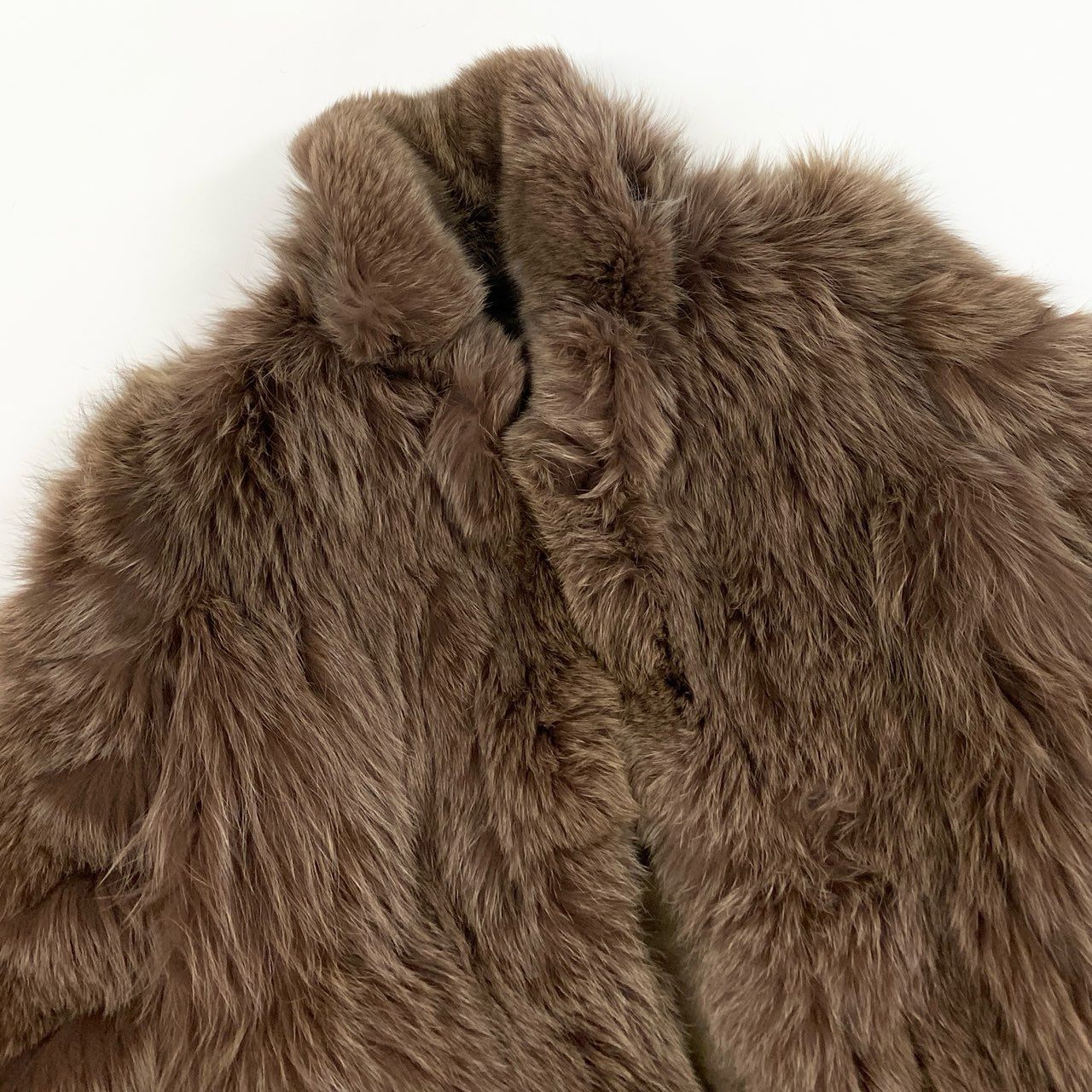 16a16 染め フォックスファーコート サイズF 茶系 本毛皮 Dyed Fox Fur Coat ポケット有t18r