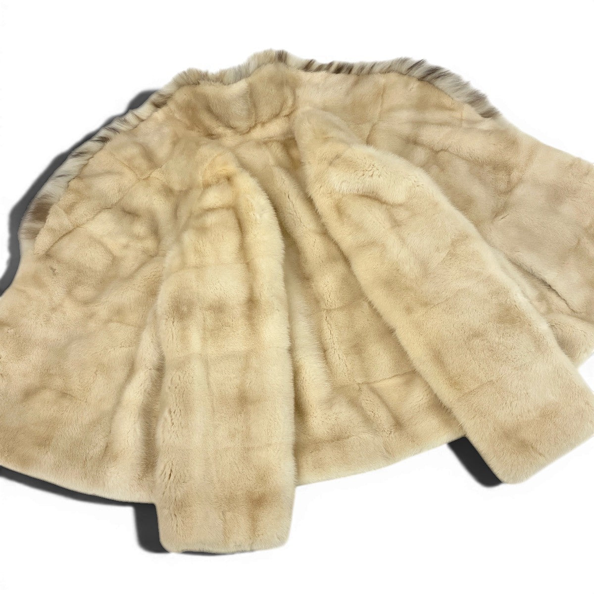 79f10 EMBA エンバ リンクスキャット × パールミンク ファーコート サイズFR ホワイト 最高級本毛皮 Lynx cat × Mink Fur Coatt18r