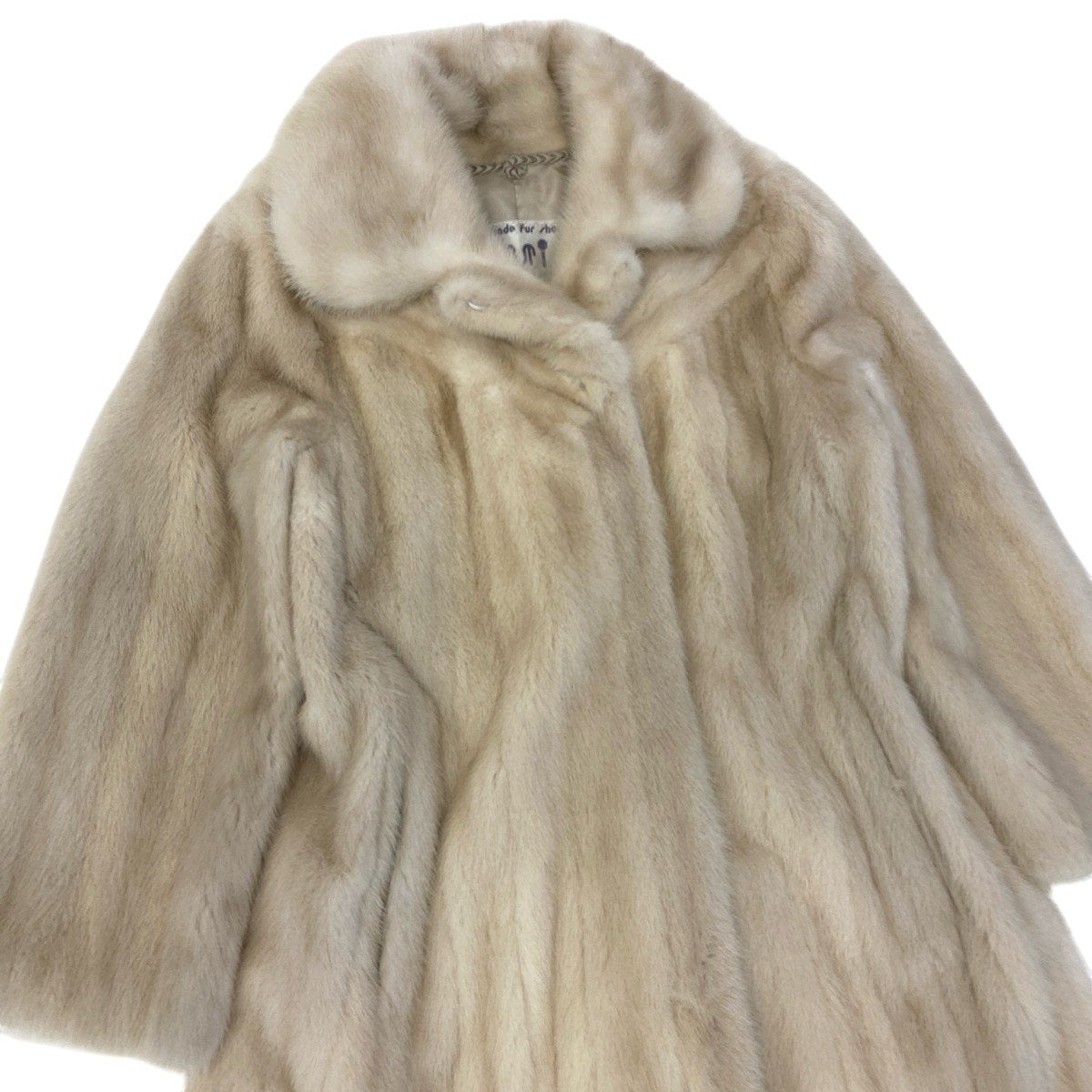 38f18 MIO パールミンク 超ロングコート 丈100cm サイズF ホワイト 最高級本毛皮 Pearl Mink Long Fur Coatt18r