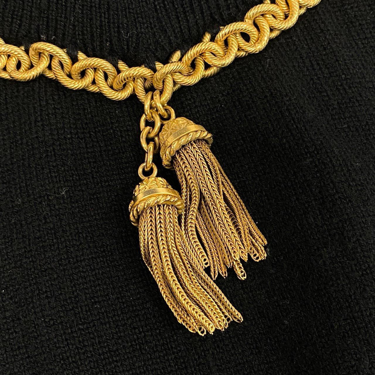 2L27 Dolce & Gabbana ドルチェアンドガッバーナ ドルガバ Gold Chain Tassel Cashmere 100% カシミヤセーターSweater Size 40 レディース 女性用k02i