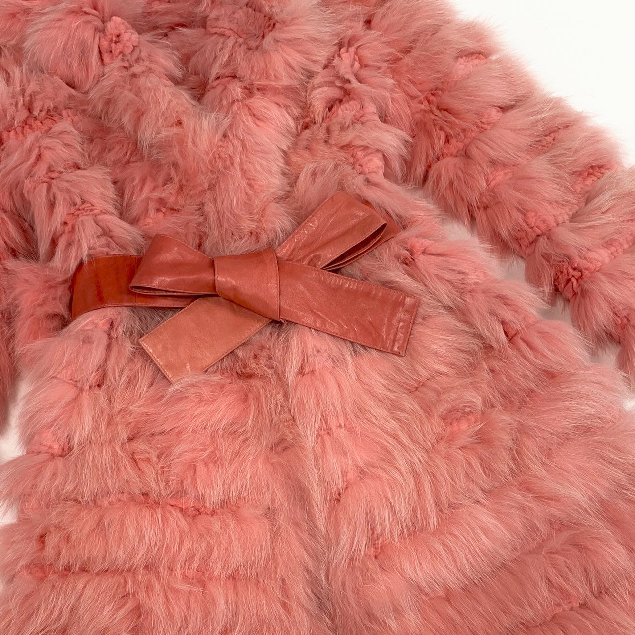 27k14《超希少》 染めフォックスファー 超ロングコート 102cm ピンク 最高級本毛皮 FOX FUR リアルファーt18r