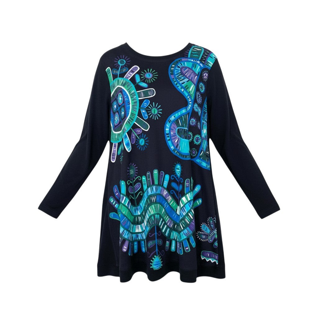 26k27 TOKUKO 1er VOL トクコプルミエヴォル ロングスリーブ チュニックワンピース 総柄プリント レディース 女性用 9 マルチカラー  トリアセテート100％u02t