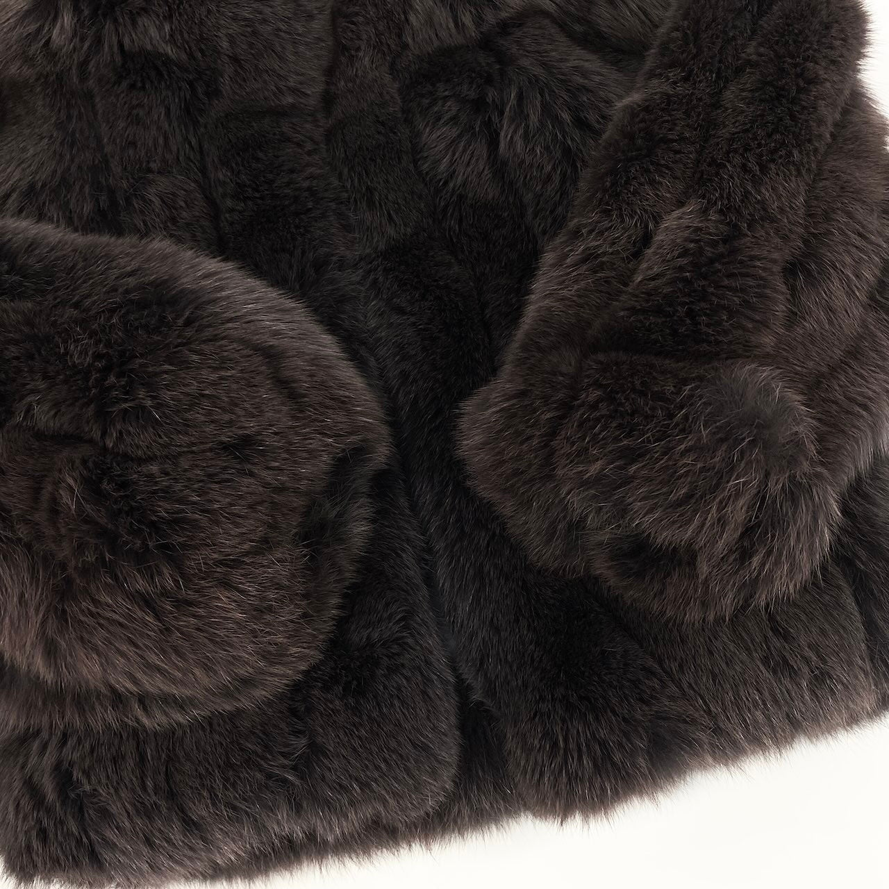 47e13 Rambulton 染め フォックス 肉厚ファーコート サイズM パープルグレー 本毛皮 Dyed Fox Fur Coatt18r