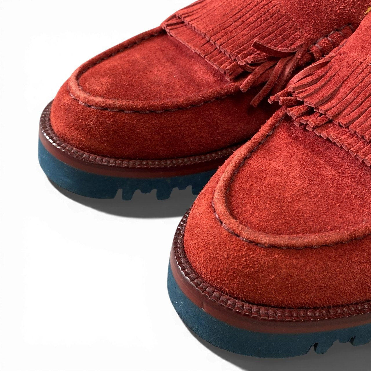 1a5 GIORGIO ARMANI ジョルジオアルマーニ ビジネスシューズ タッセル スエード フリンジ イタリア製 7 レッド メンズ 男性用k02i