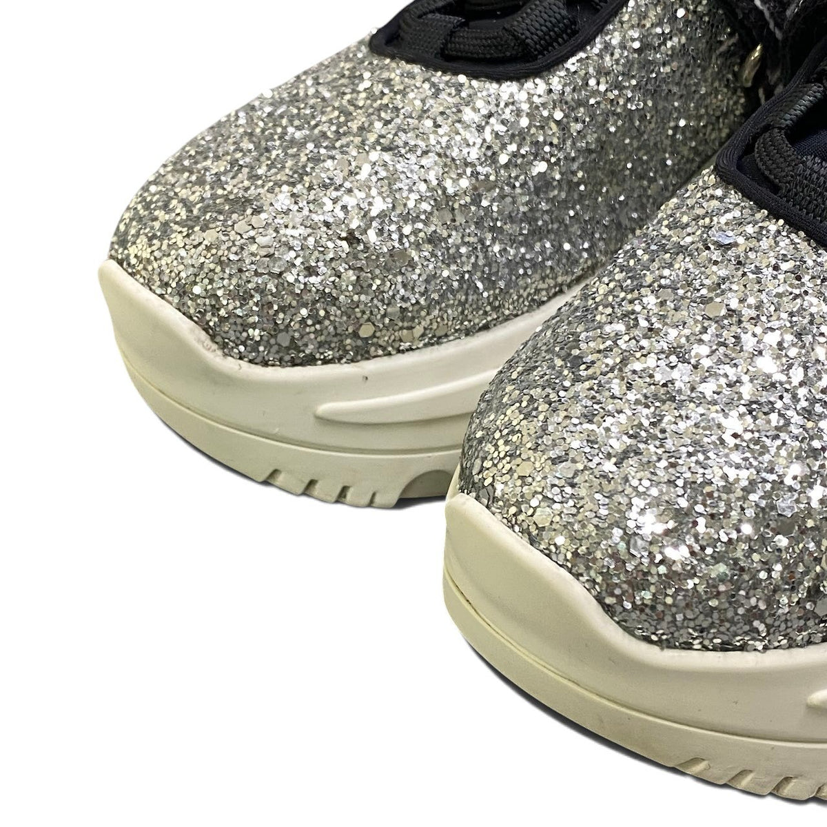 1i13 miu miu ミュウミュウ ロゴテープ グリッター スニーカー size 35 シルバー 厚底 シューズt18r