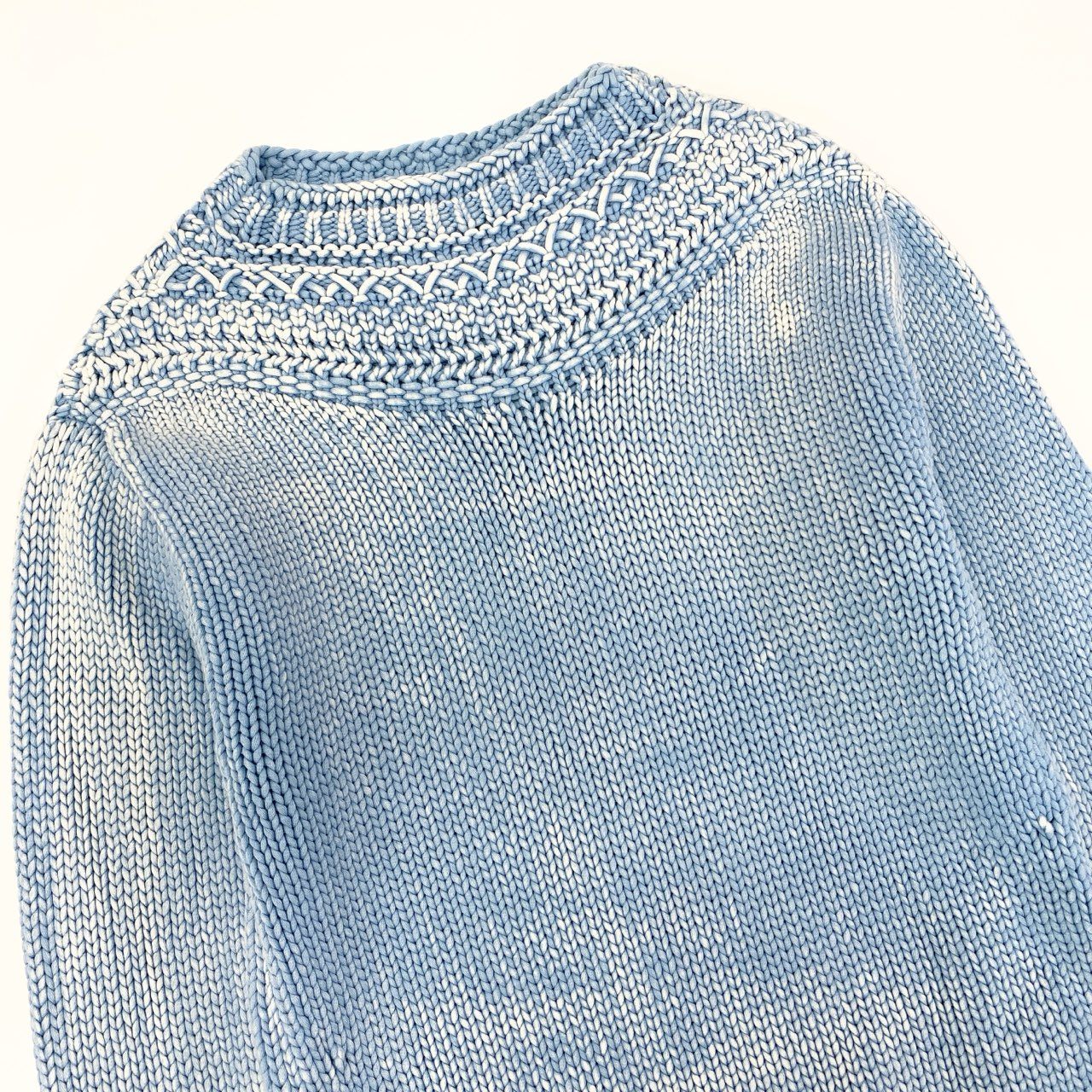 Ma27《美品》 BOTTEGA VENETA ボッテガヴェネタ フェード加工 コットンニットセーター サイズ48 ブルー Knit Sweatert18r