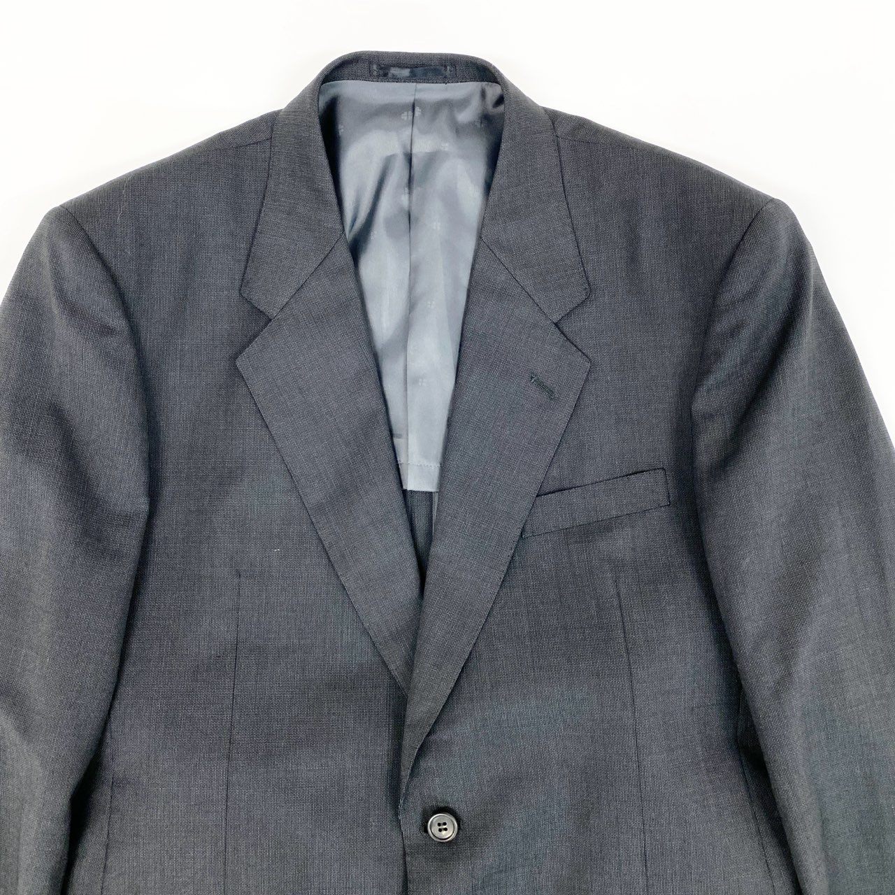 59h28 GIANNI VERSACE ジャンニヴェルサーチ セットアップスーツ テーラードジャケット スラックスパンツ ビジネス フォーマル ダークグレー ウール メンズo07t