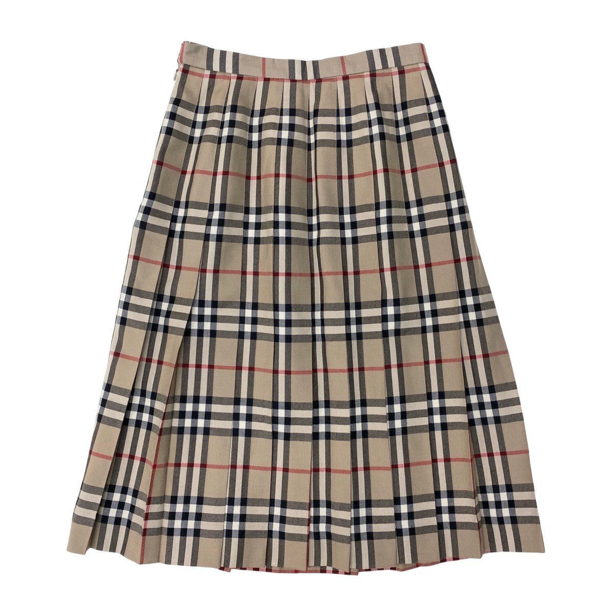 Ih10 BURBERRY バーバリー ノバチェック プリーツスカート 膝丈 ベージュ レディースo07t